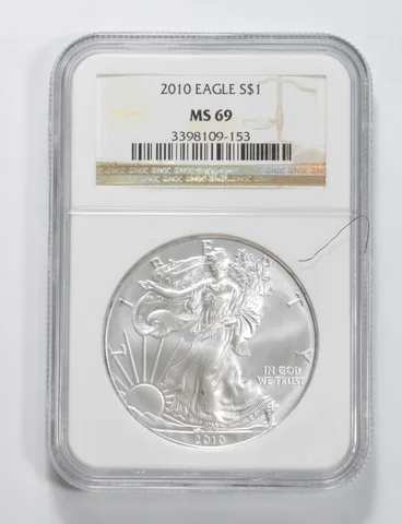 2010 American Silver Eagle MS69 NGC Brown Label