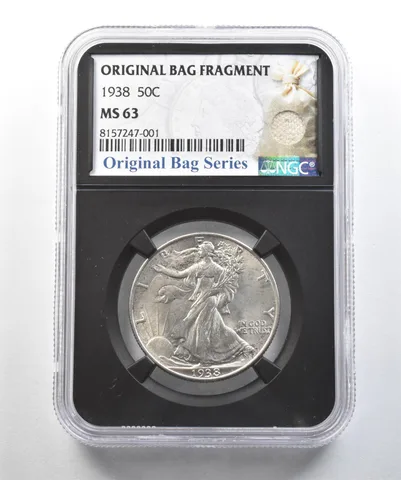1938 Walking Liberty Half Dollar Original Bag Fragment MS63 NGC *2028