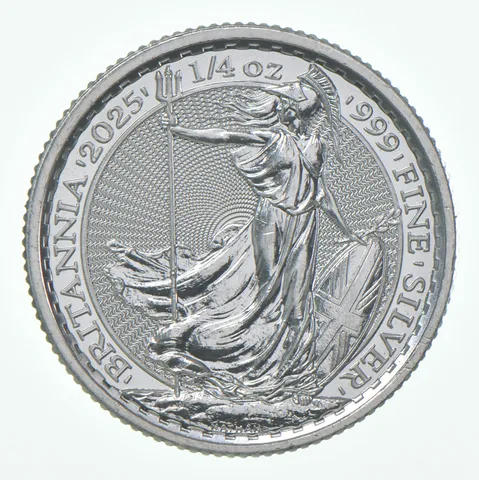 2025 Great Britain 50 Pence Silver Britannia 1/4 Oz 0.25 Oz .999 Silver