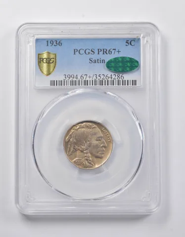 PR67+ 1936 Indian Head Buffalo Nickel Satin CAC PCGS *3944