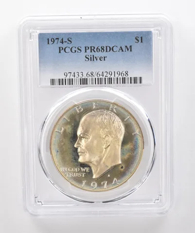 1974-S Eisenhower $1 Silver PR68 DCAM PCGS Beautiful Tone *1947