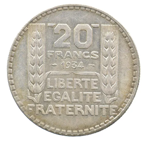 1934 France 20 Francs a6538