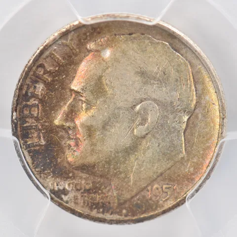 1951 Roosevelt Dime VF25 PCGS Beautiful Tone *0792