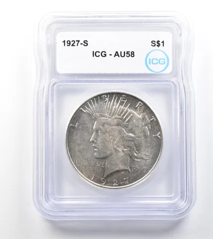 1927-S Peace Silver Dollar AU58 ICG a1866