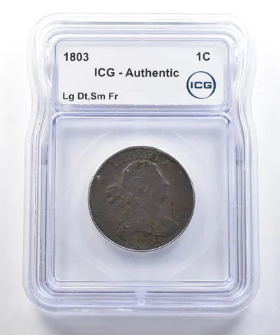 1803 Draped Bust Large Cent Large Date Small Fr Authentic ICG *7775