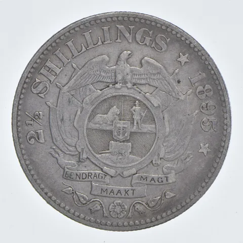 SILVER - WORLD Coin - 1895 South Africa 2 1/2 Shillings - World Silver Coin *773
