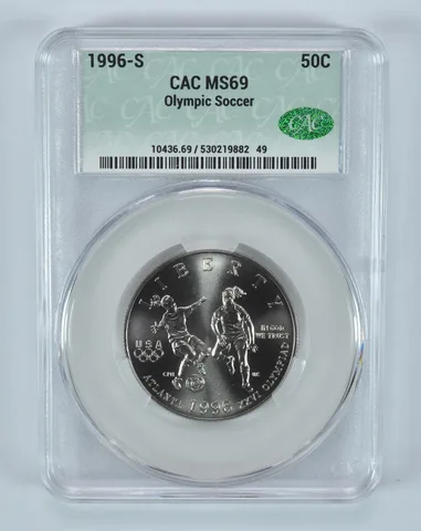 1996-S Olympic Soccer Commemorative Half Dollar MS69 CAC CACg