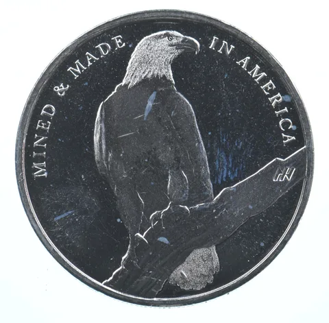 VINTAGE Art Bar/Round American Reserve Bald Eagle 1 Oz. .999 Silver 1 T Oz *912