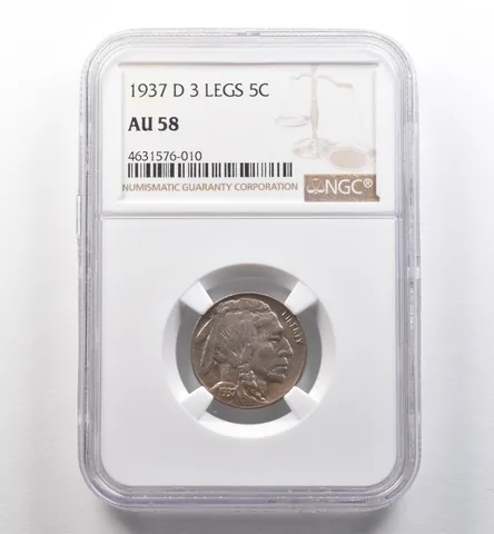1937-D Indian Head Buffalo Nickel 3 Legs AU58 NGC *3464
