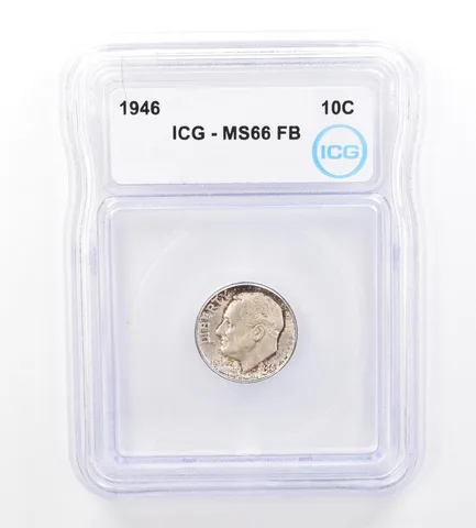 1946 Roosevelt Dime MS66 FB ICG Beautiful Tone *1719