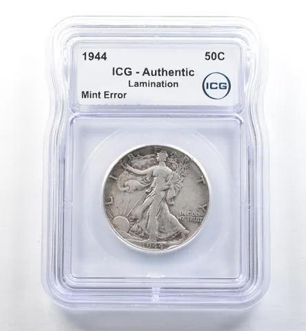 1944 Walking Liberty Half Dollar Mint Error Lamination Authentic ICG *3579