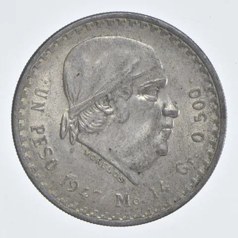SILVER - WORLD Coin - 1947 Mexico 1 Peso - World Silver Coin *833
