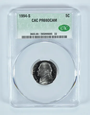 1994-S Jefferson Nickel PR69 DCAM CAC CACg