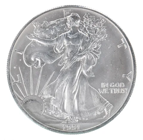 Beautiful Toned - 1991 American Silver Eagle 1 Troy Oz .999 Fine Silver *109