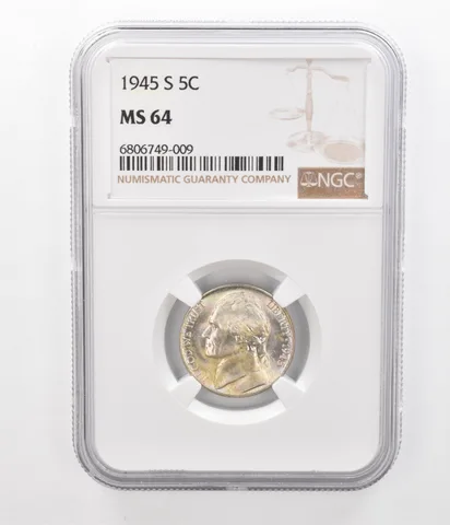 1945-S Jefferson Nickel MS64 NGC Beautiful Tone *2422