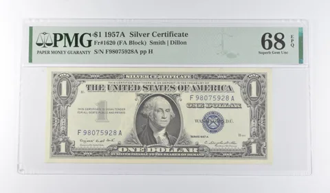 PMG 68 EPQ $1 1957-A United States Silver Certificate FR#1620 (FA Block) *7239