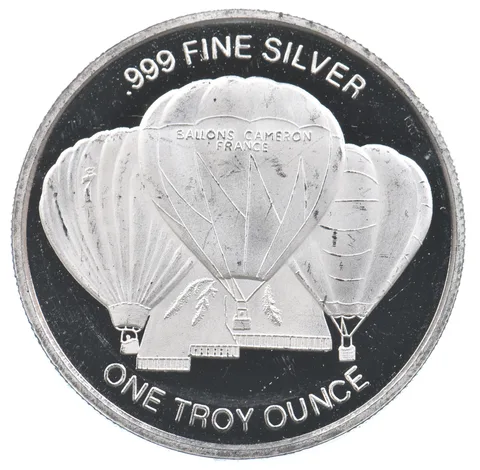 VINTAGE Art Bar/Round 1991 Albuquerque Intl. Balloon Fiesta Silver 1 T Oz *167