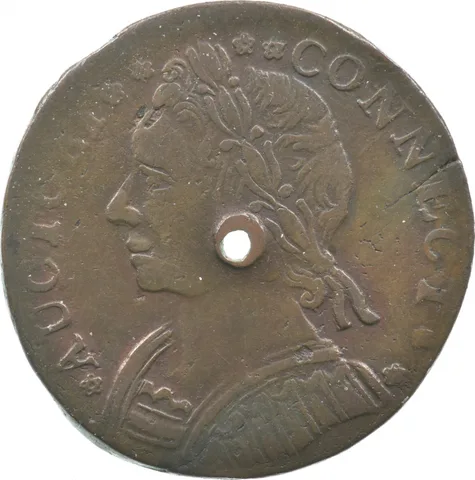 1787 Connecticut Post-Colonial Issue Bust Facing Left Holed *9516