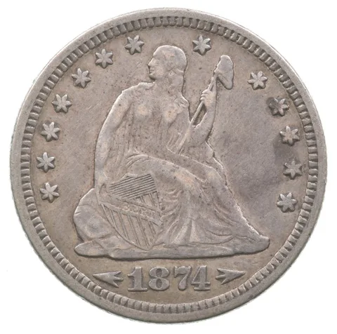 1874 Seated Liberty Quarter Arrows *8878
