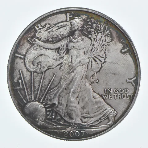 Beautiful Toned - 2007 American Silver Eagle 1 Troy Oz .999 Fine Silver *947