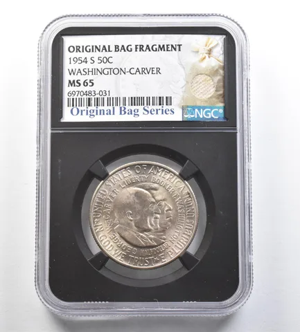 1954-S Washington-Carver Half Dollar Original Bag Fragment MS65 NGC *7200