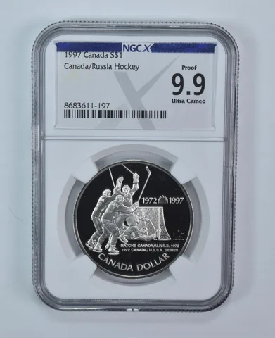 1997 Canada 1 Dollar Silver Canada/Russia Hockey Proof 9.9 UCAM NGC X NGCX