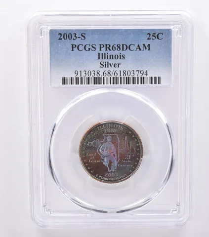 2003-S Washington State Quarter Illinois Silver PR68 DCAM PCGS Nice Tone *8778