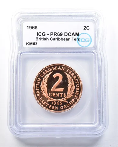1965 British Caribbean Territories 2 Cent KM#3 PR69 DCAM ICG *8959