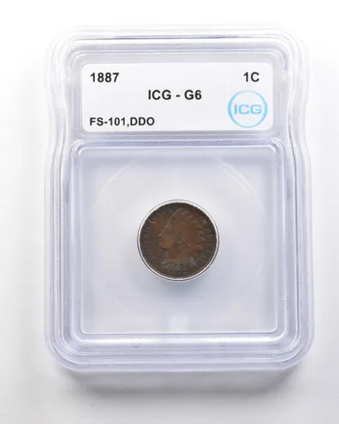 1887 Indian Head Cent Mint Error FS-101 DDO G6 ICG *1736