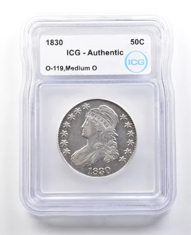 1830 Capped Bust Half Dollar O-119 Medium O Authentic ICG *3059