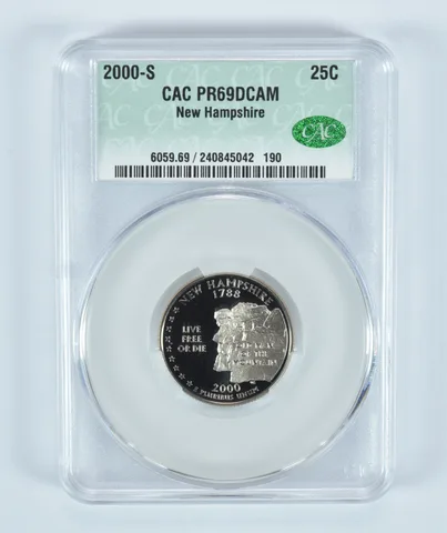 2000-S Washington State Quarter New Hampshire PR69 DCAM CAC CACg