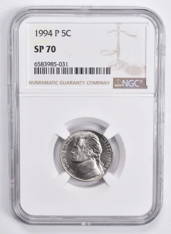 1994-P Jefferson Nickel SP70 NGC Matte Finish Brown Lbl