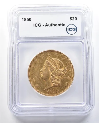 1850 $20 Liberty Head Gold Double Eagle Authentic ICG a3038