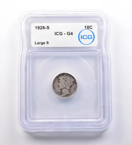 1928-S Mercury Dime Large S G4 ICG a9719