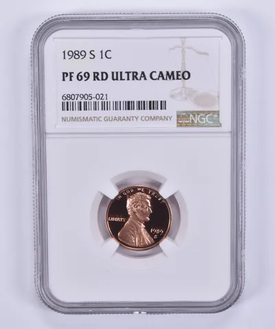 1989-S Lincoln Memorial Cent PF69 RD UCAM NGC Brown Label