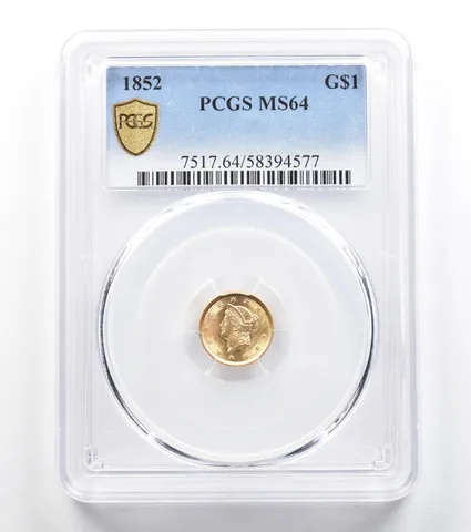 1852 $1 Liberty Head Gold Dollar MS64 PCGS *9607