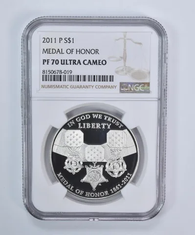 2011-P Medal Of Honor Commemorative Dollar PF70 UCAM NGC Brown Label