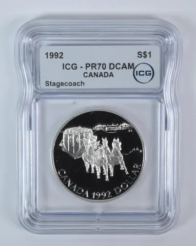 1992 Canada 1 Dollar Silver Stagecoach PR70 DCAM ICG