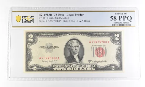 1953 B $2 Legal Tender Fr#1511 Choice AU 58 PPQ PCGS *2930