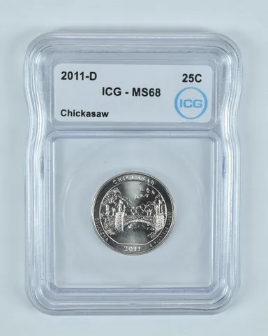 2011-D Washington Quarter ATB Chickasaw MS68 ICG