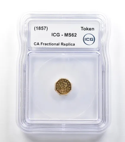(1857) California Fractional Gold Token 1/2 Dollar Liberty Head MS62 ICG a3971