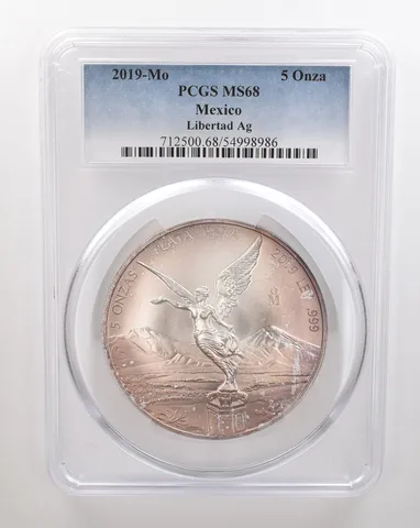 2019 Mo Mexico 5 Onza Silver Libertad MS68 PCGS Beautiful Tone *4344
