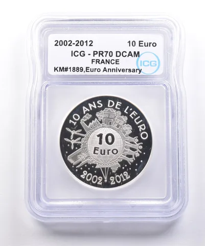 2002-2012 France 10 Euros Euro Anniversary KM#1889 PR70 DCAM ICG a4949