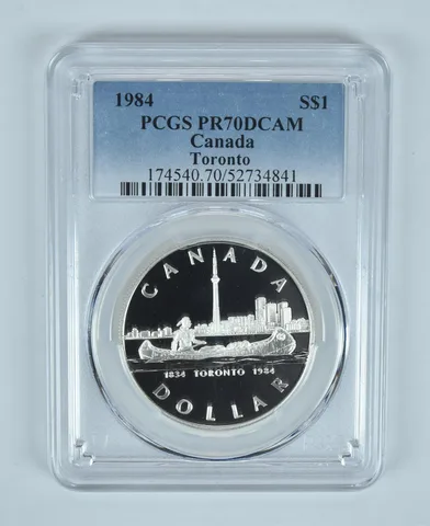 1984 Canada 1 Dollar Silver Toronto PR70 DCAM PCGS Blue Label