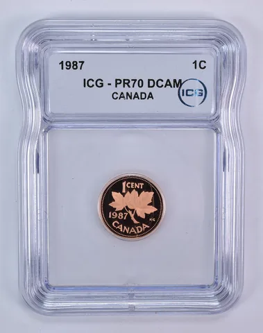 1987 Canada 1 Cent PR70 DCAM ICG