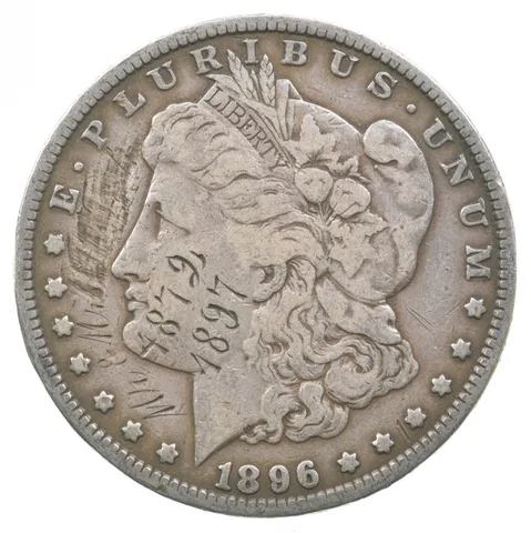 1896 Morgan Silver Dollar Wedding Anniversary Love Token 1897 *6236