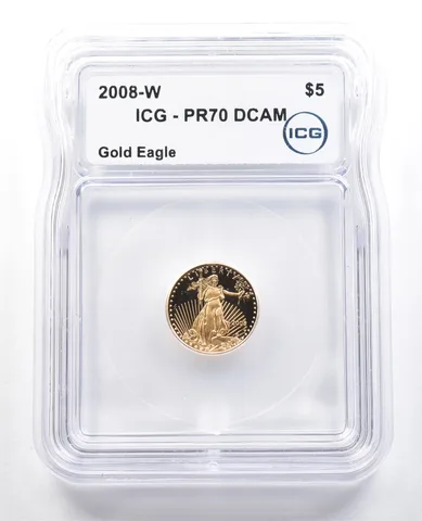 2008-W $5 American Gold Eagle 1/10 Oz Gold PR70 DCAM ICG