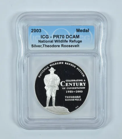 2003 National Wildlife Refuge Silver Medal Elk PR70 DCAM ICG