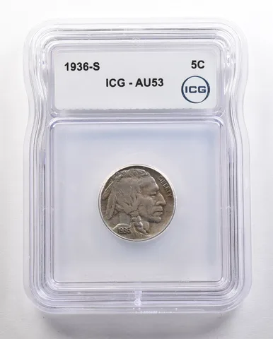 1936-S Indian Head Buffalo Nickel AU53 ICG *4416