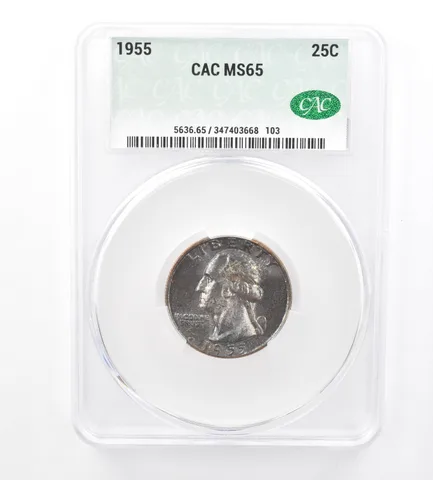 1955 Washington Quarter MS65 CAC CACg Beautiful Tone *1562